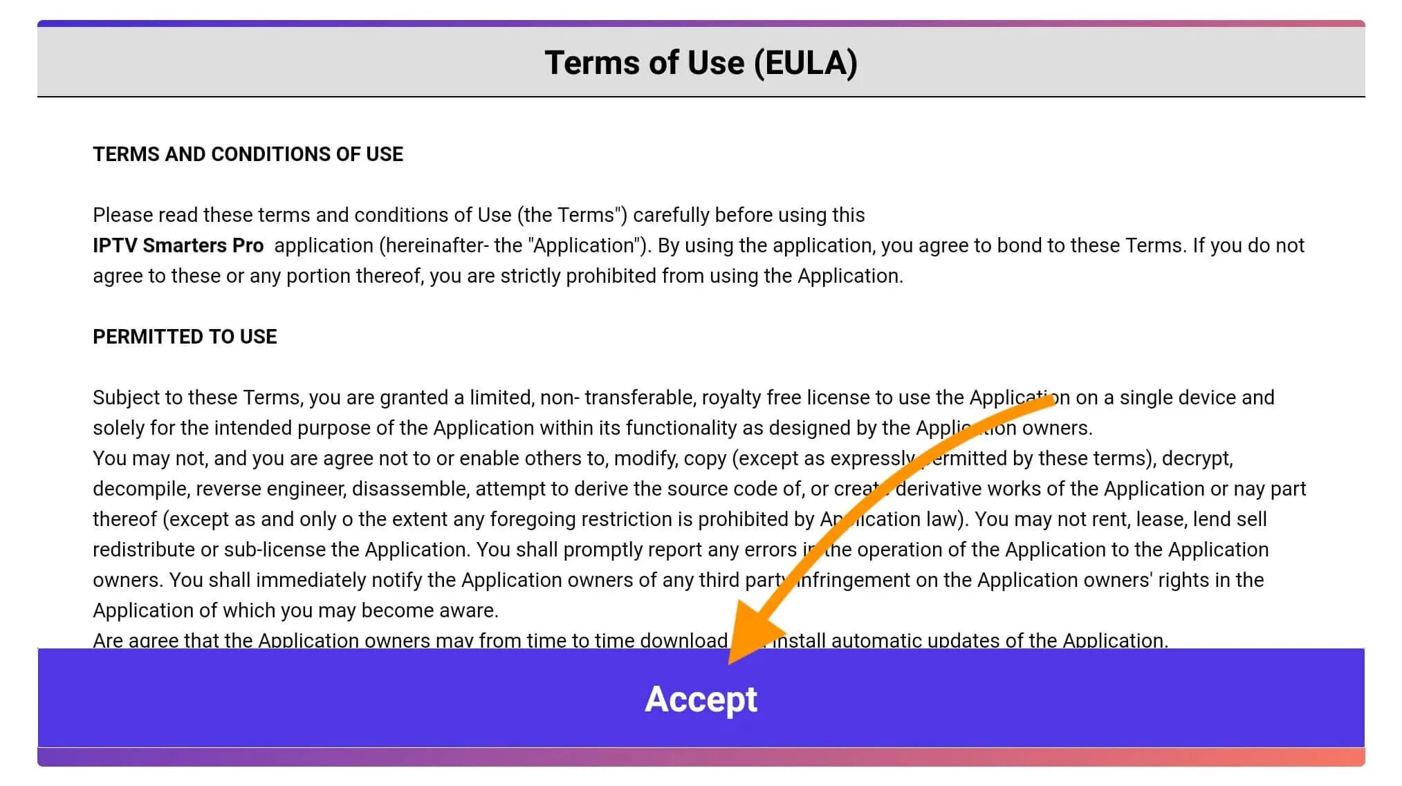 Accept user agreement