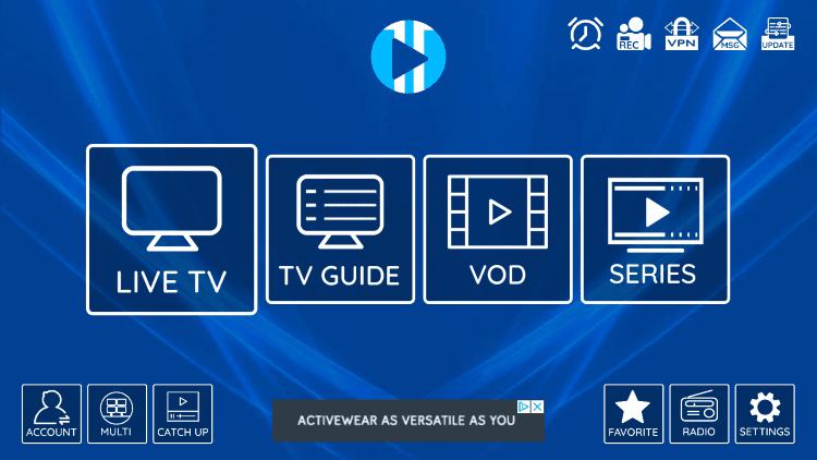 XCIPTV sign in screen